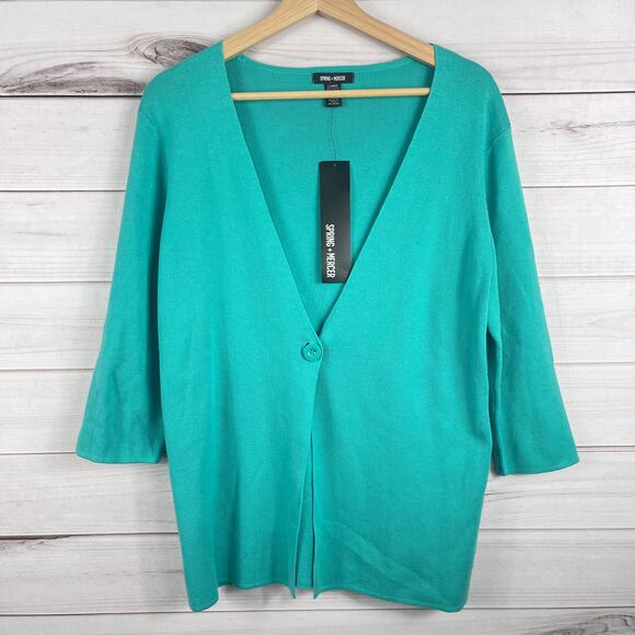 Spring Mercer One Button‎ Cardigan 3/4 Sleeve Women's Large NWT - Picture 1 of 6